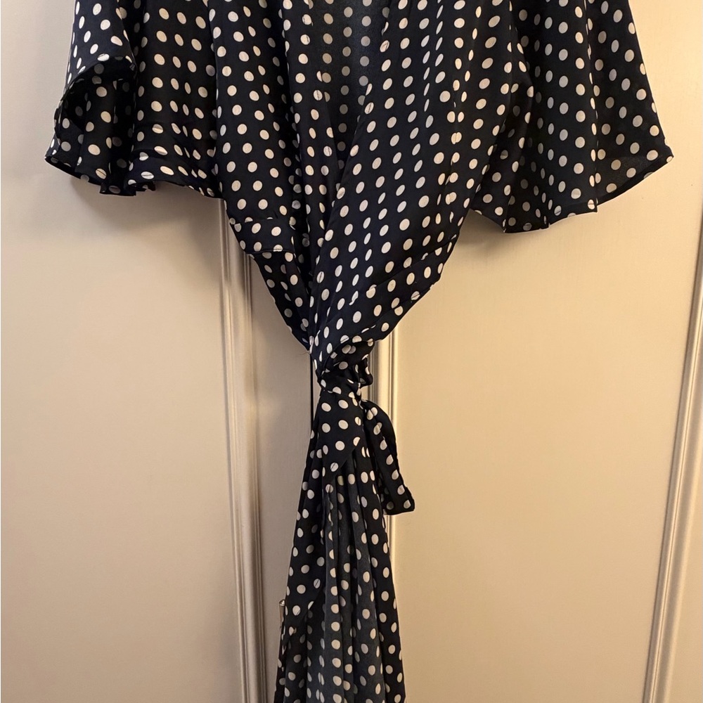 Polka Dot Tie-Front Blouse